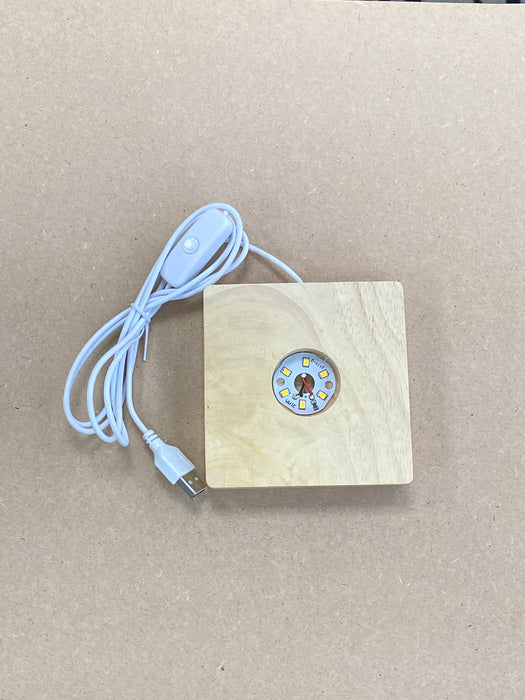 Square Silicone Mold Light Lamp with Wooden Lighted Base | Mould - Resinarthub