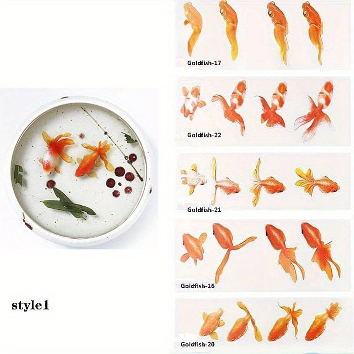 5 Sheets 3D Goldfish Stickers for Resin Art