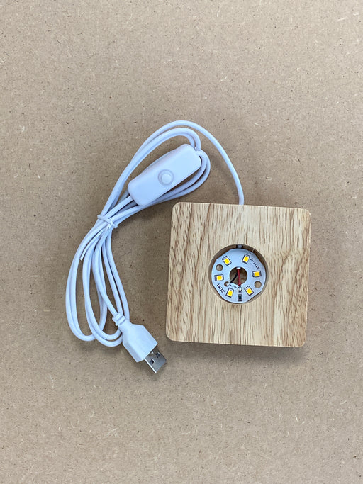 Square Silicone Mold Light Lamp with Wooden Lighted Base | Mould - Resinarthub