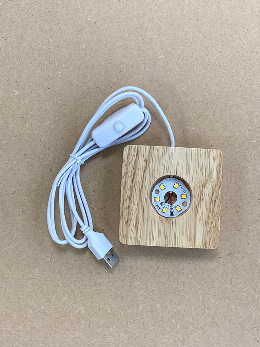 Square Silicone Mold Light Lamp with Wooden Lighted Base | Mould - Resinarthub
