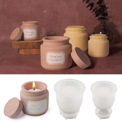 Candle Jar With Lid Silicone Mold For Jesmonite Art | Mould - Resinarthub