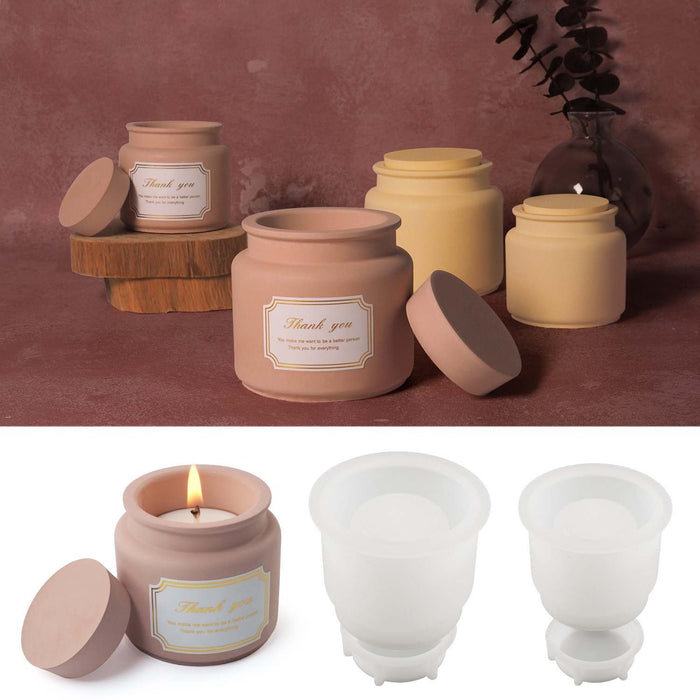 Candle Jar With Lid Silicone Mold For Jesmonite Art | Mould - Resinarthub