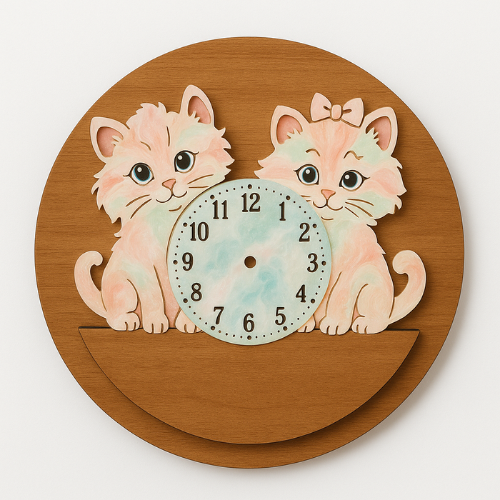 Twin Kitten MDF Wall Clock Base 53.2*53cm