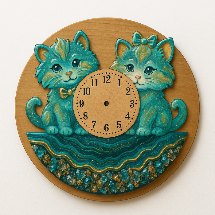 Twin Kitten MDF Wall Clock Base 53.2*53cm