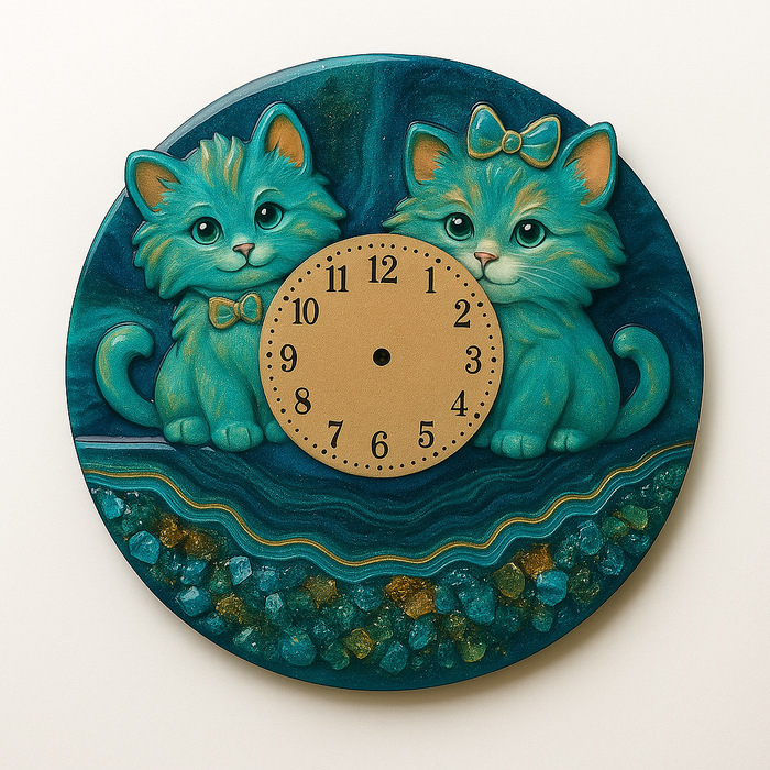 Twin Kitten MDF Wall Clock Base 53.2*53cm