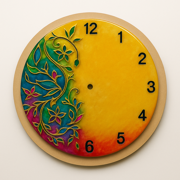 قاعدة ساعة حائط من MDF (تصميم زهور)