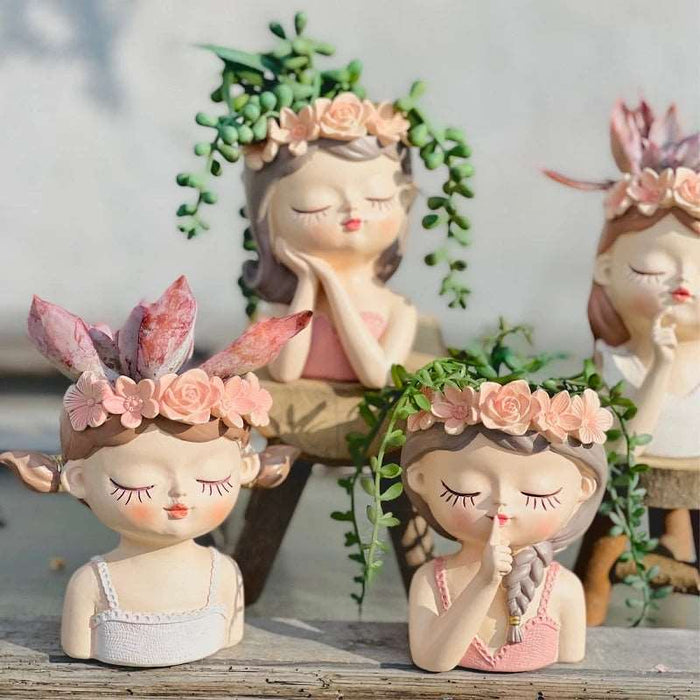 Cute Girl Flower Pot Silicone Mold | Mould - Resinarthub