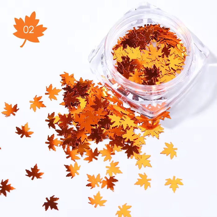 Maple Leaves Nail Art Sequins Holographic Glitter Flakes | Fillings - Resinarthub