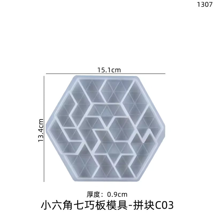 Hexagon Tangram Jigsaw Puzzle Silicon Mould | Mould - Resinarthub