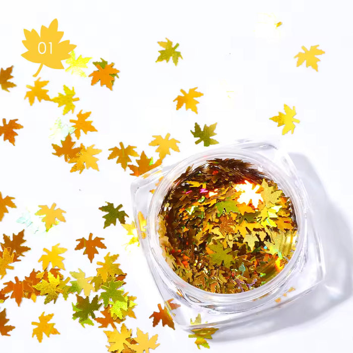 Maple Leaves Nail Art Sequins Holographic Glitter Flakes | Fillings - Resinarthub