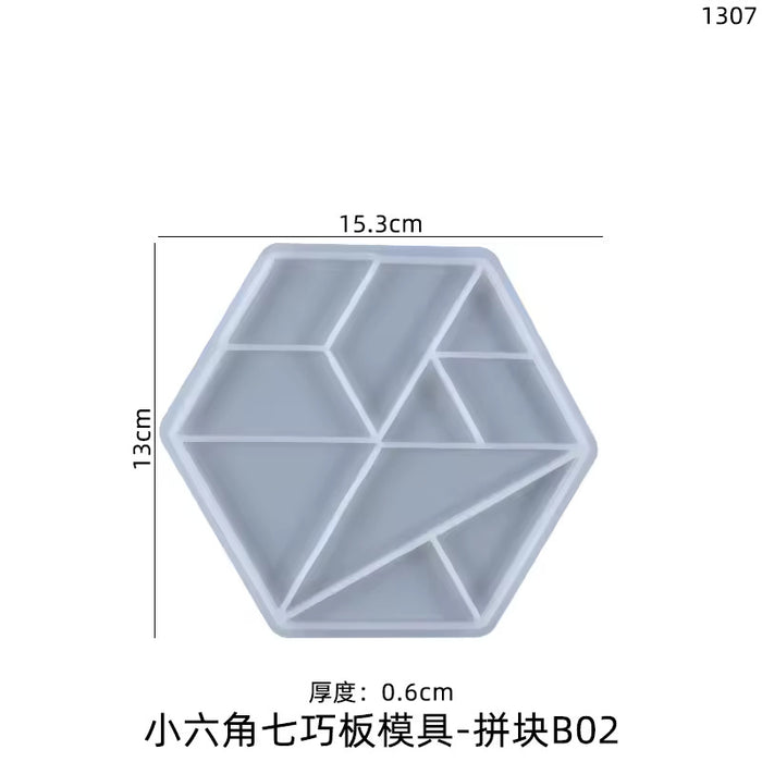 Hexagon Tangram Jigsaw Puzzle Silicon Mould | Mould - Resinarthub