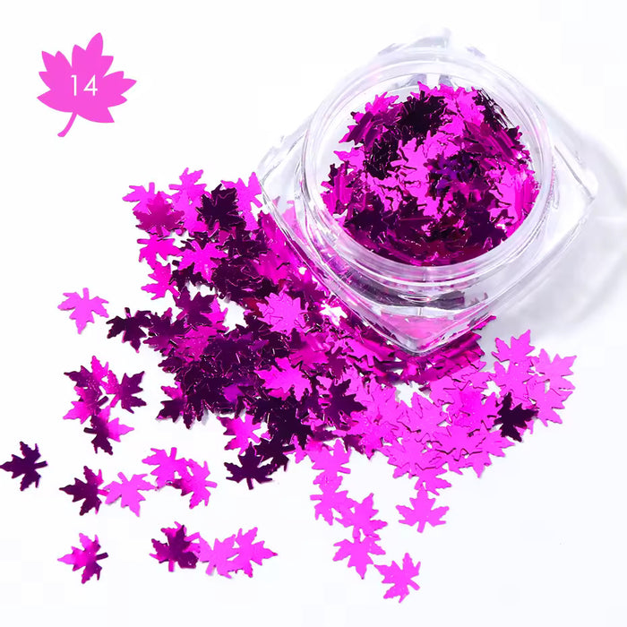 Maple Leaves Nail Art Sequins Holographic Glitter Flakes | Fillings - Resinarthub