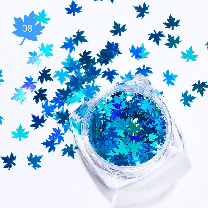 Maple Leaves Nail Art Sequins Holographic Glitter Flakes | Fillings - Resinarthub