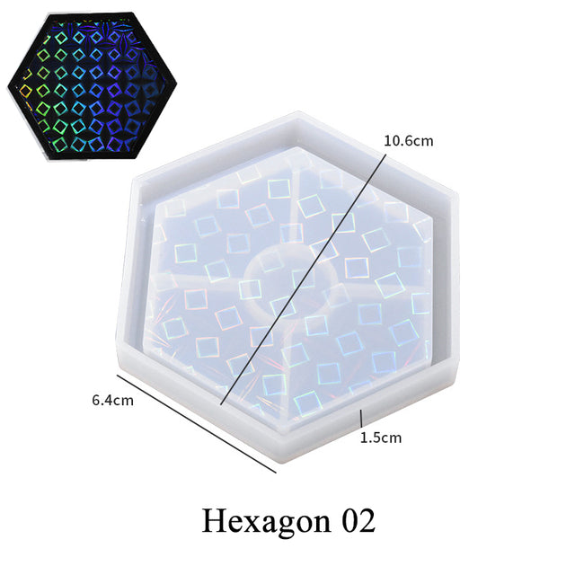 Holographic Shadow Hexagonal Coaster Silicone Molds | Mould - Resinarthub
