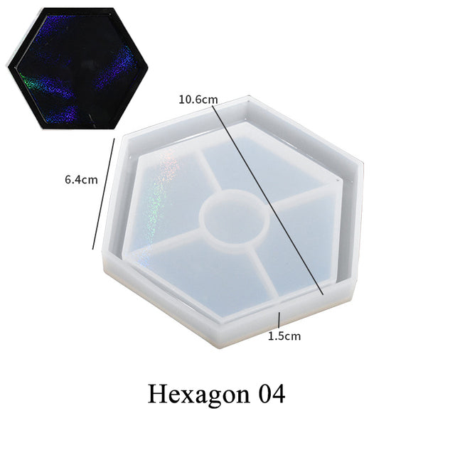 Holographic Shadow Hexagonal Coaster Silicone Molds | Mould - Resinarthub
