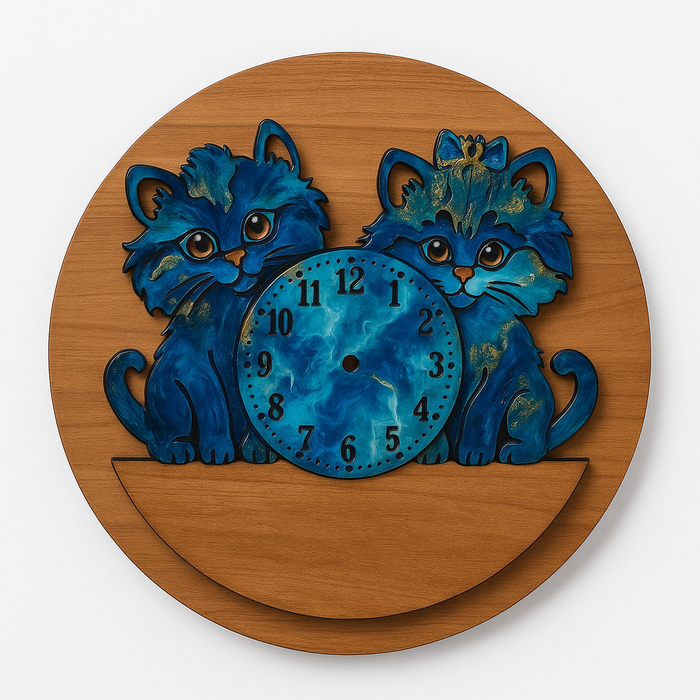 Twin Kitten MDF Wall Clock Base 53.2*53cm