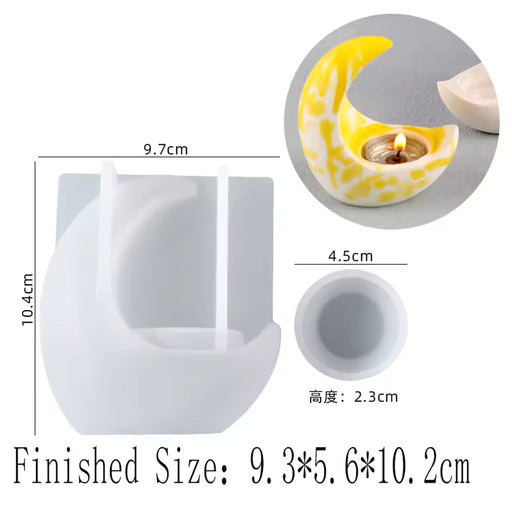Moon Shape Candlestick Ornament Silicone Mould Candle Holder for Jesmonite and Epoxy Resin Art | Mould - Resinarthub