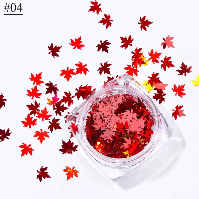 Maple Leaves Nail Art Sequins Holographic Glitter Flakes | Fillings - Resinarthub