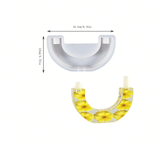Arch Shaped Candle Holder Silicone Mold for Jesmonite Art |  - Resinarthub