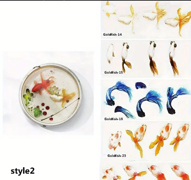 5 Sheets 3D Goldfish Stickers for Resin Art | Fillings - Resinarthub