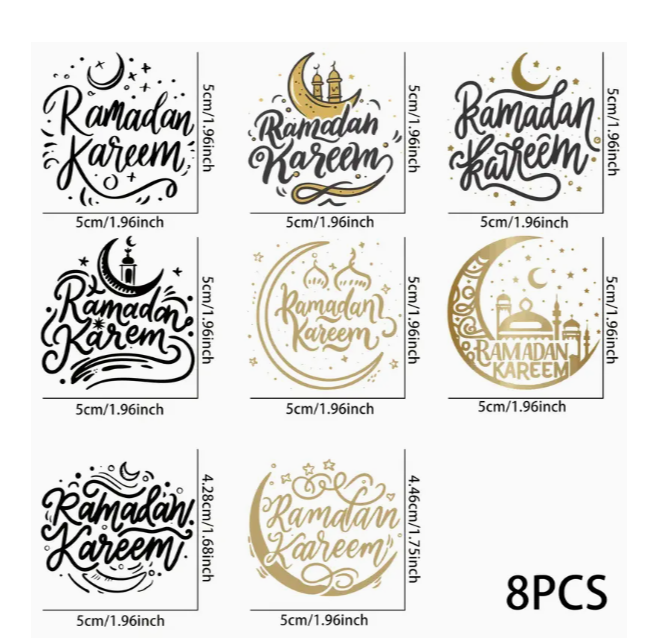 8pcs Ramadan Vinyl Stickers for Resin Art | Tools - Resinarthub