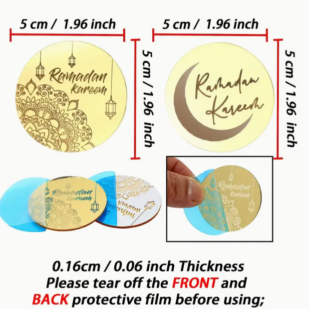 12pcs Ramadan Kareem Golden Mirror Acrylic Cut for Resin Art | Fillings - Resinarthub