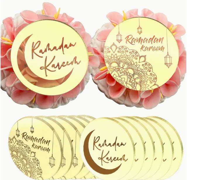 12pcs Ramadan Kareem Golden Mirror Acrylic Cut for Resin Art | Fillings - Resinarthub