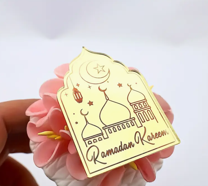 12pcs Elegant Golden Acrylic Ramadan Kareem Cutting for Resin Art | Fillings - Resinarthub