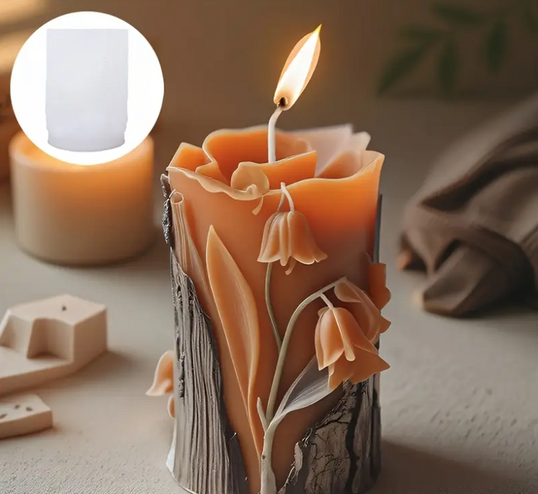 Floral Pillar Silicone Mold for Candle Making