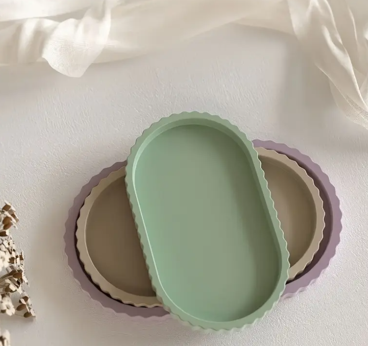 Stripped Oval Tray Silicone Mold for Jesmonite Art