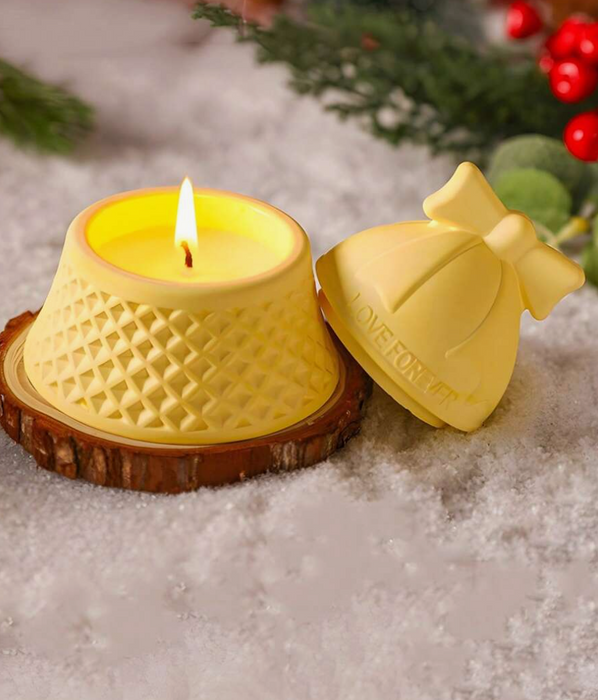 Christmas Bow Bell Candle Jar With Lid Mold | - Resinarthub