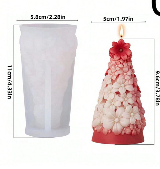 Floral Christmas Tree Shaped Silicone Mold for Candle Making | Mould - Resinarthub