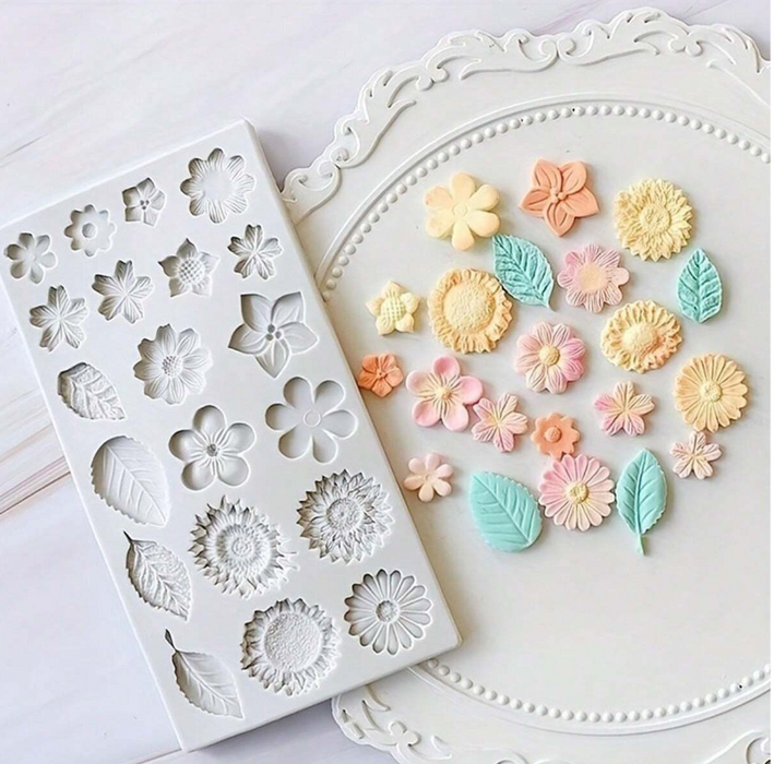 Mini Flower & Leaf Silicone Mold for Candle Making