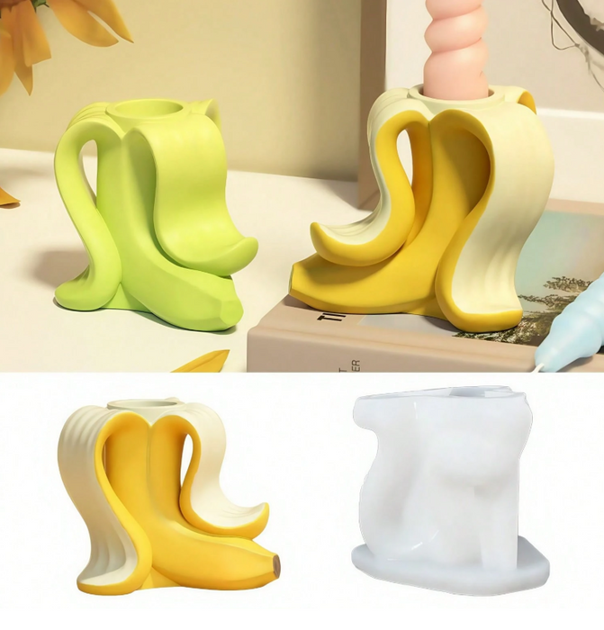 Banana Shaped Silicone Candle Holder Mold for Jesmonite Art