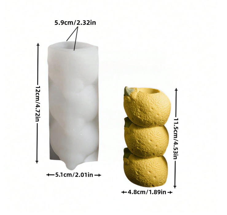 Stack of Lemon Shaped Candle Holder Silicone Mold for Jesmonite
