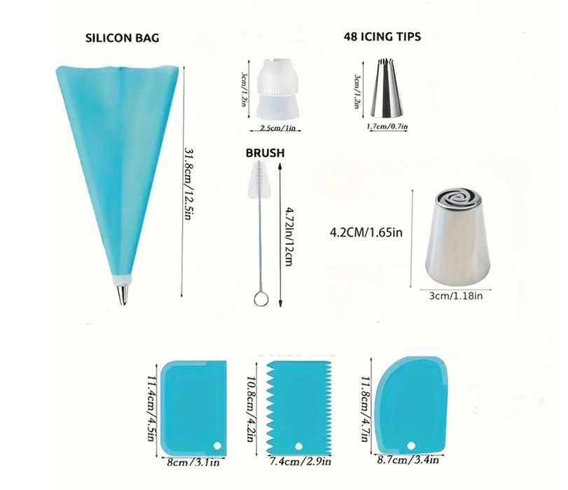 152pcs Set Stainless Steel Icing Nozzles for candle making with Storage Box, Piping Bags And Tools