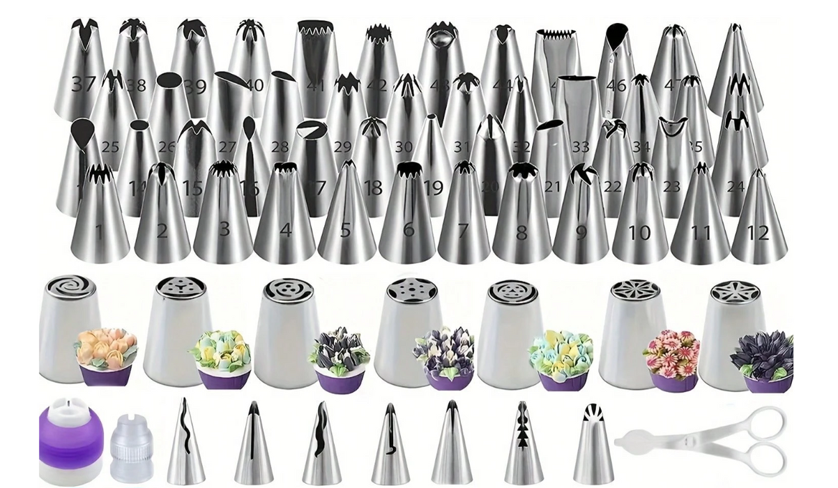 152pcs Set Stainless Steel Icing Nozzles for candle making with Storage Box, Piping Bags And Tools