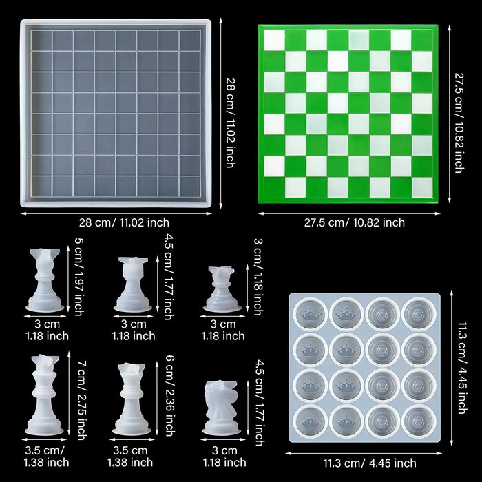 Chess Board Set Silicone Mold | Mould - Resinarthub