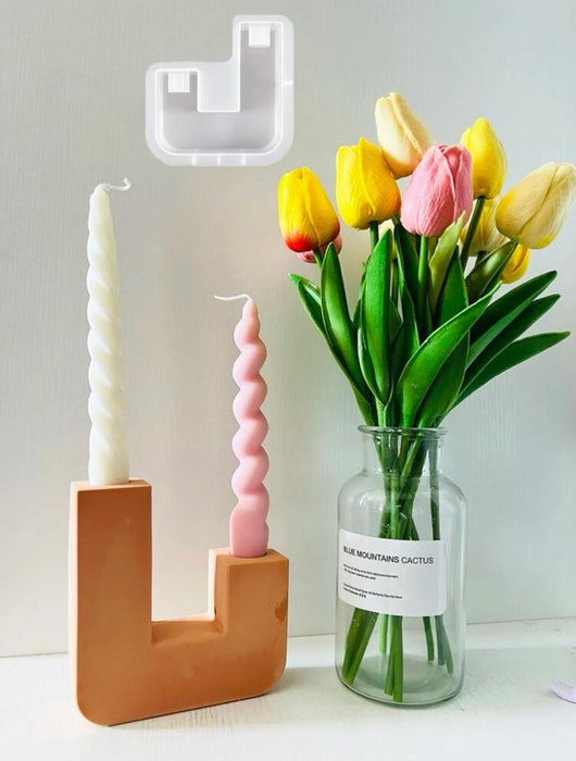 U Block Silicone Candle Holder Mold | Mould - Resinarthub