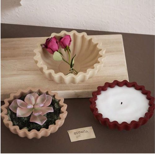 Wavy Edge Bowl Shaped Candle Storage Silicone Mold for Jesmonite Art | Mould - Resinarthub