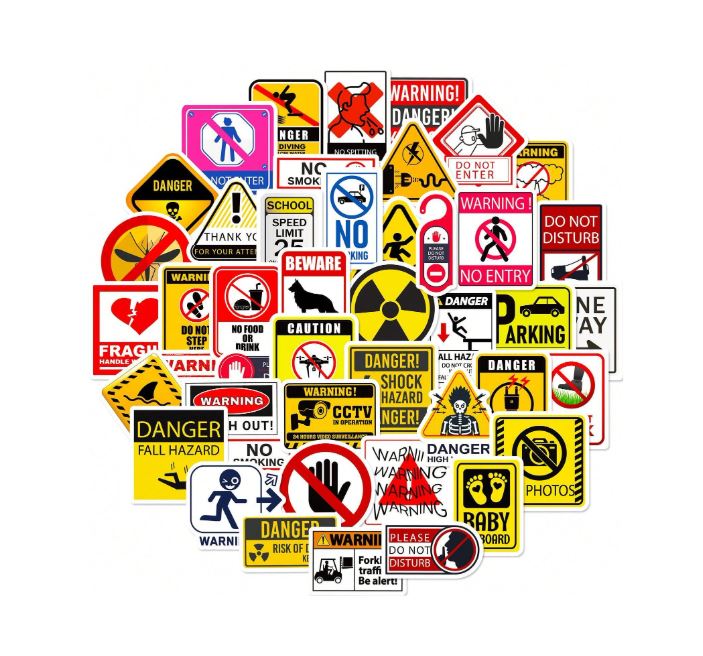 50pcs/Pack Warning Sign Stickers for Resin Art | Fillings - Resinarthub