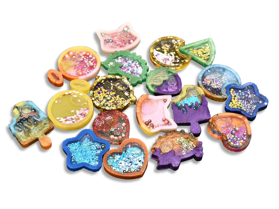 Resin Shaker Molds Set Charms Pendant Jewelry Making Supplies 10 Trays with 5 Seal Films | Mould - Resinarthub