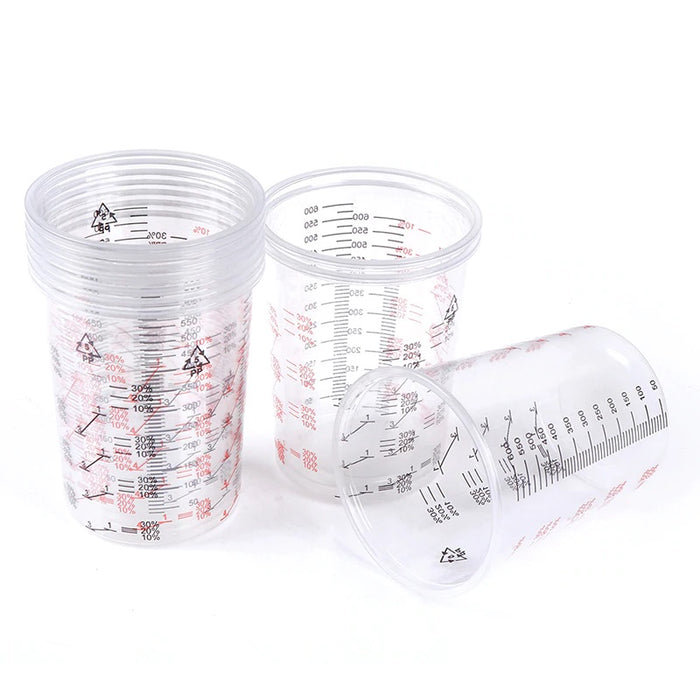 Graduated Transparent Plastic Paint Mixing Cups For Accurate Mixing Of Resin and Pigments - 600ml (Pack of 10) | Tools - Resinarthub