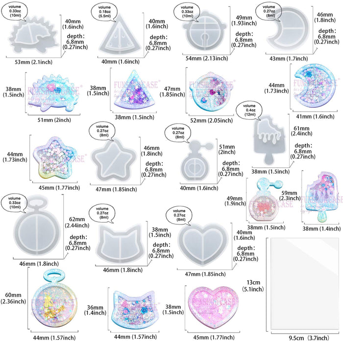 Resin Shaker Molds Set Charms Pendant Jewelry Making Supplies 10 Trays with 5 Seal Films | Mould - Resinarthub