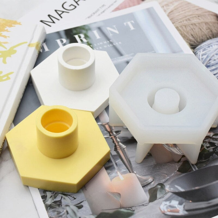 Candle Holder Silicone Mold (Hexagonal) | Mould - Resinarthub