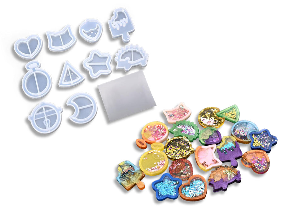 Resin Shaker Molds Set Charms Pendant Jewelry Making Supplies 10 Trays with 5 Seal Films | Mould - Resinarthub