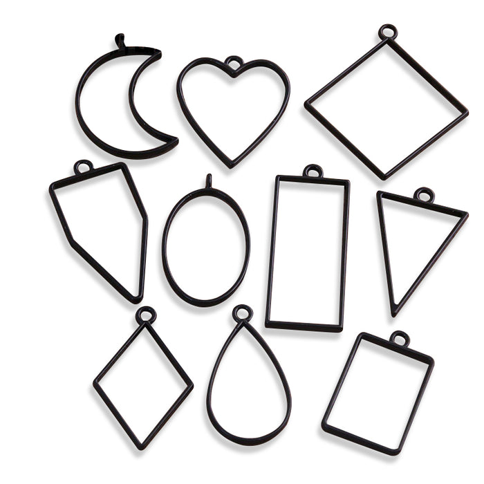 Open Backed Metal Pendant Bezel (Available as a set of 10 in 5 Metallic Variants) | Jewellery - Resinarthub