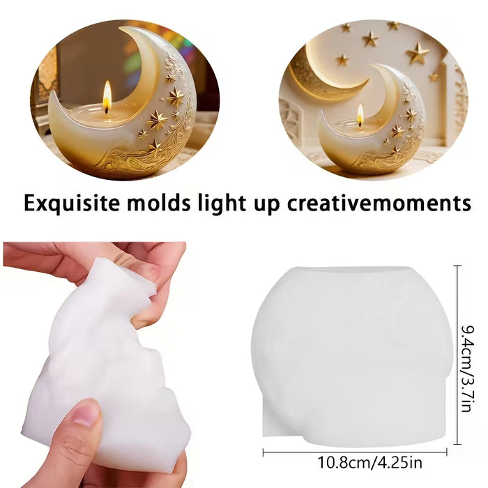 Moon Shaped Star Embedded Silicone Mold For Candle Making
