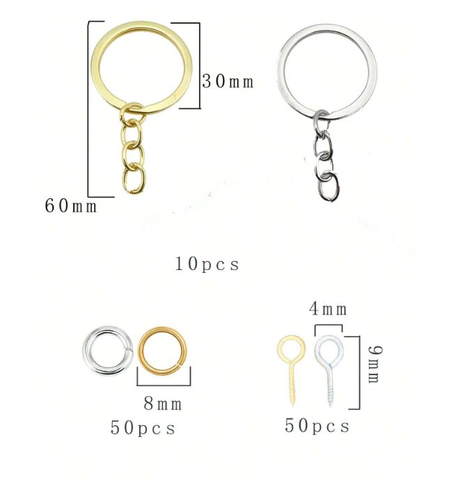 Keyring Loops For Crafts Including Keyring Screws With Jump Rings- 110pcs | Fillings - Resinarthub