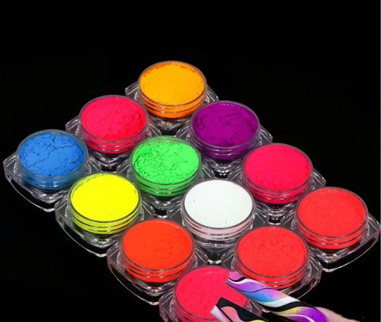 12 Colors Neon Fluorescent Mica Pigments | Fillings - Resinarthub